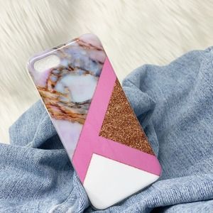 iPhone 7/8 Case Copper White Marble Print NEW